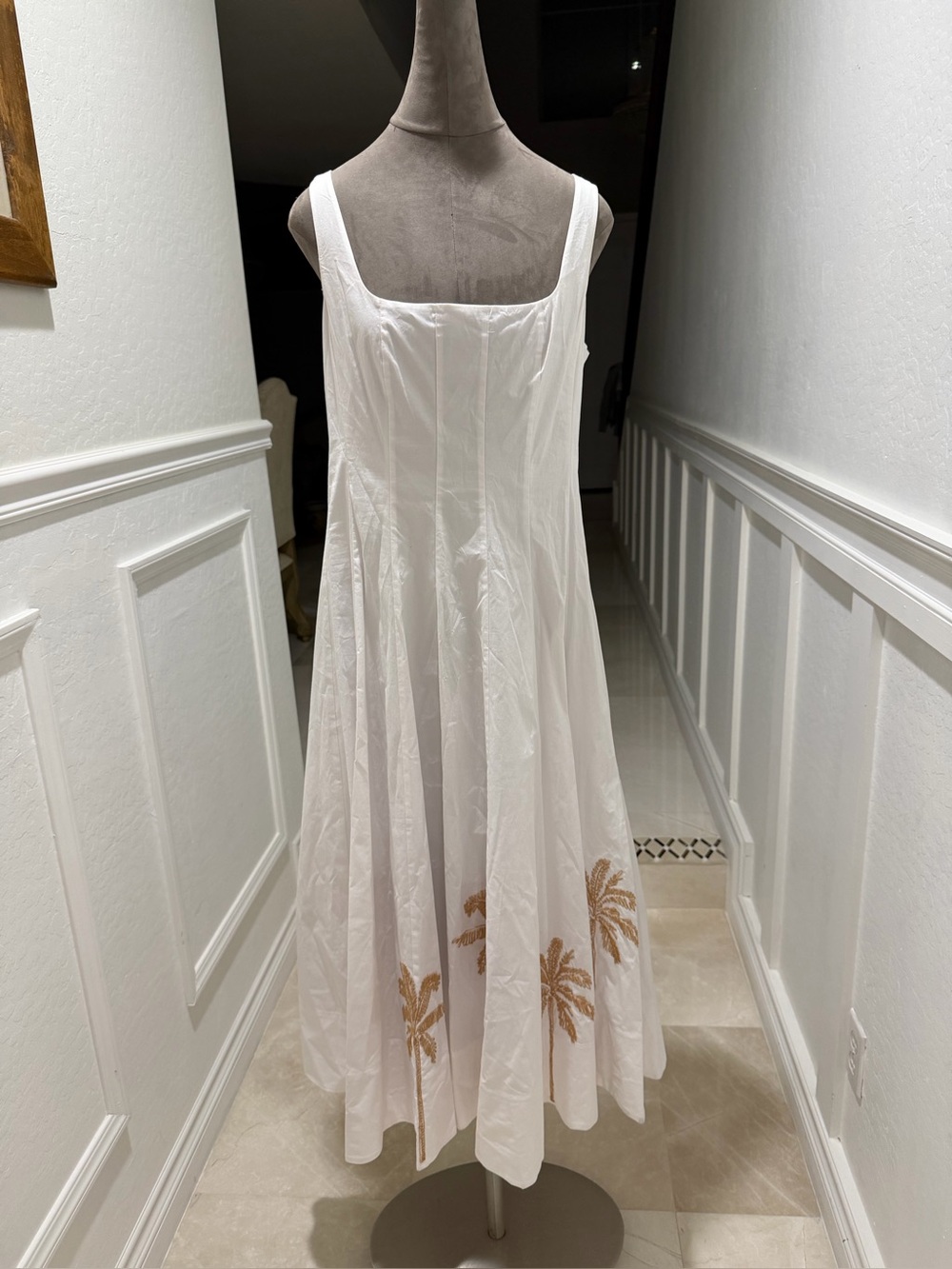 STAUD Wells Embroidered Midi Dress - White Size 12